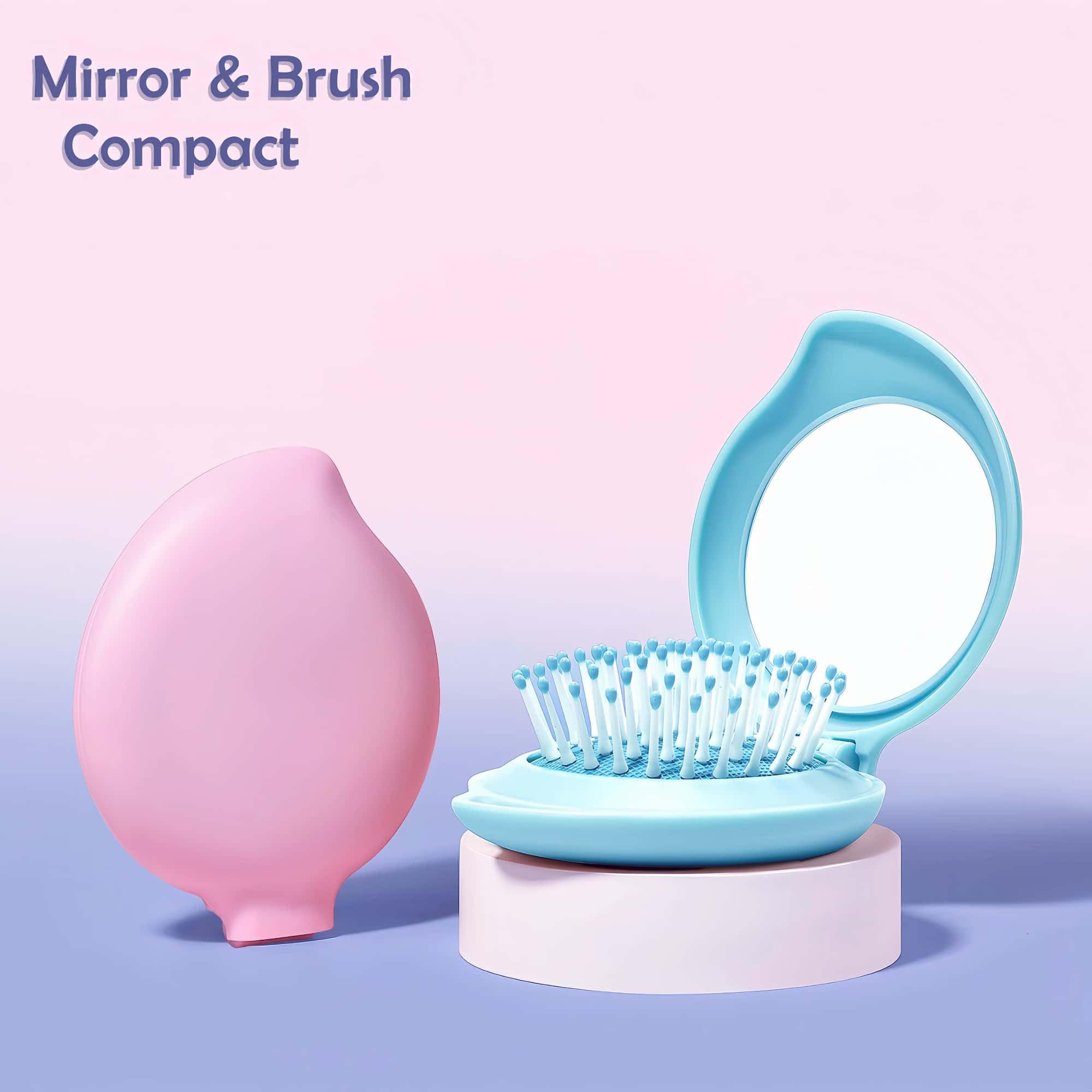 Arthaxi espejo compacto y cepillo rosa kawaii regalo ideal