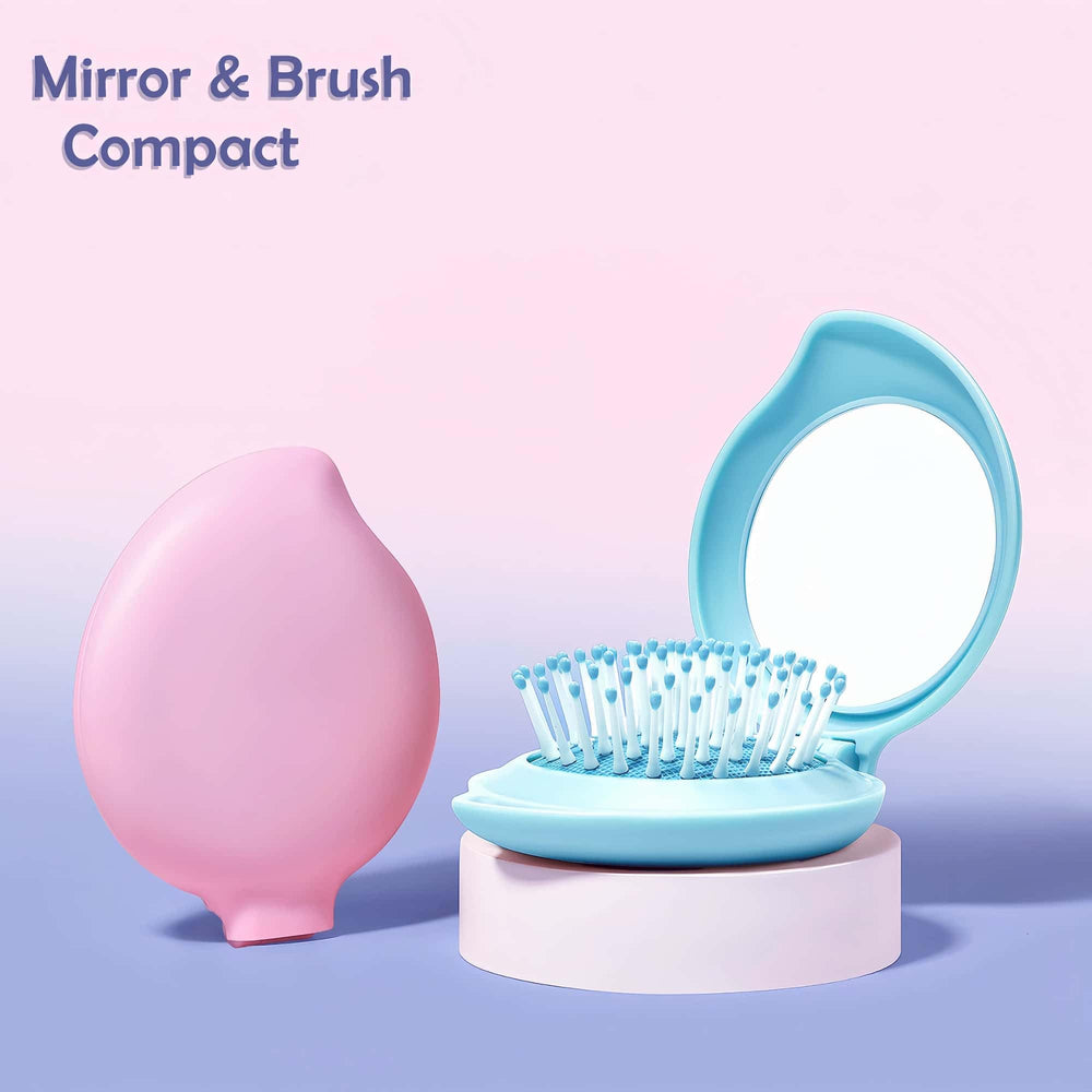 Arthaxi espejo compacto y cepillo rosa kawaii regalo ideal
