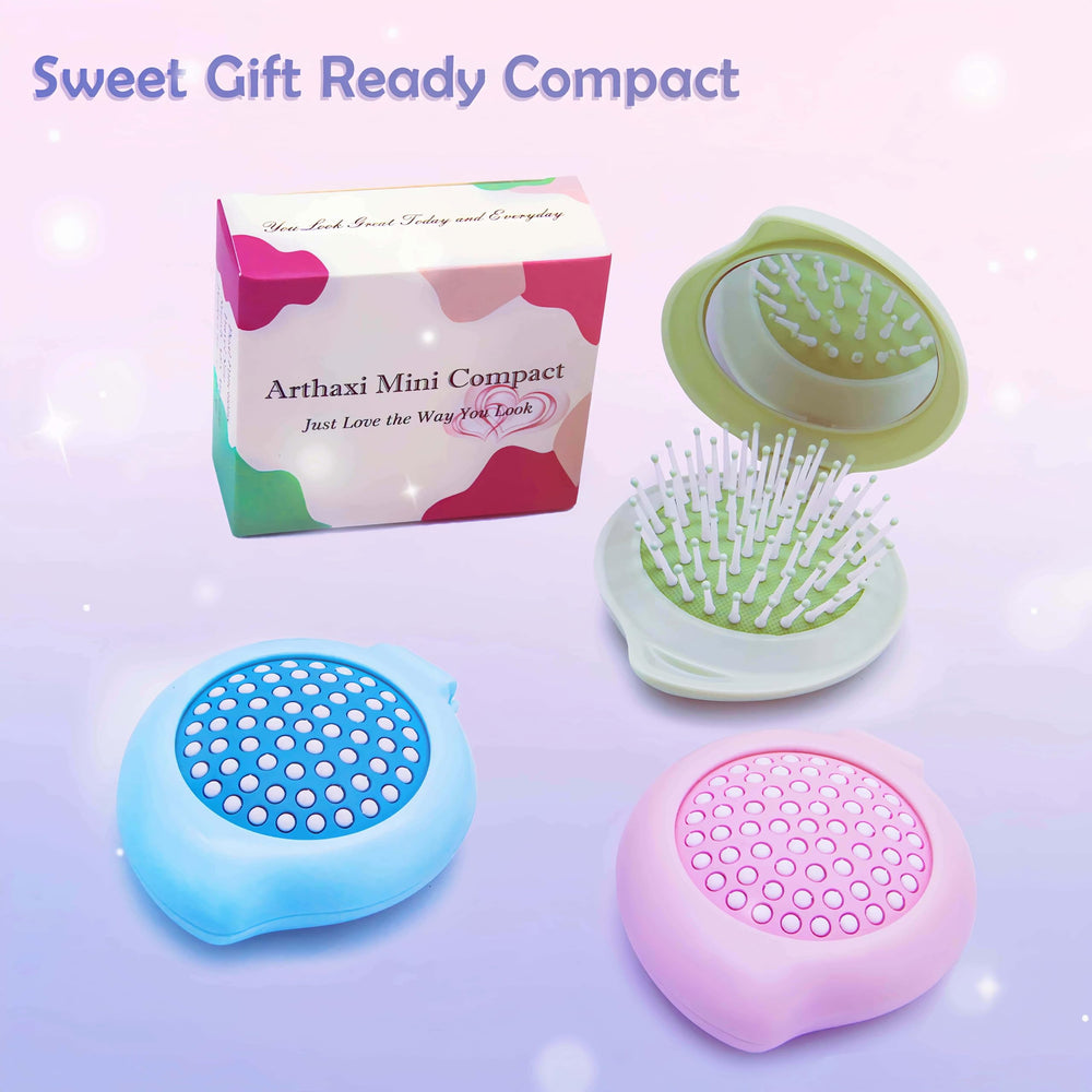 Arthaxi set regalo para chicas cepillo y espejo en tamaño bolsillo