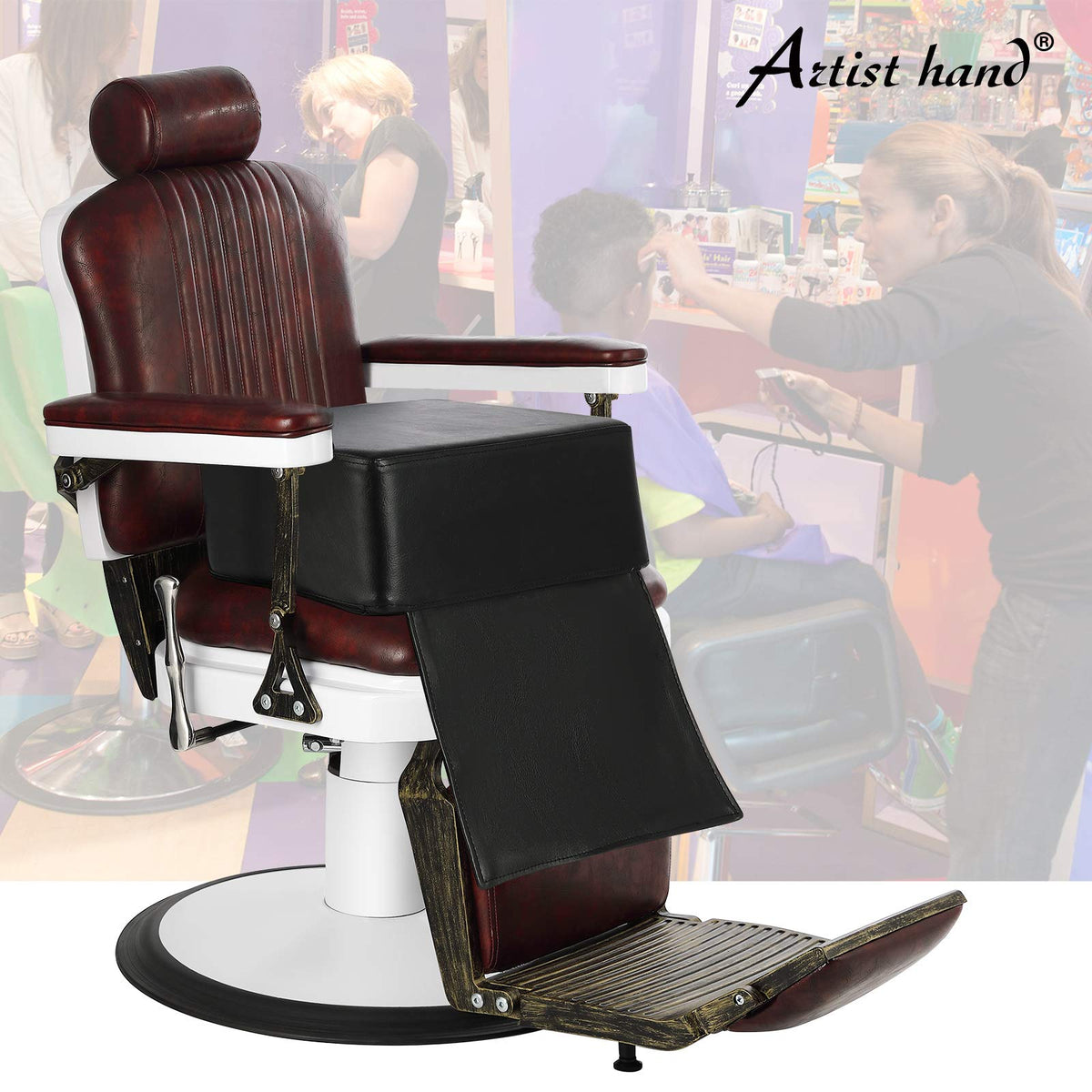 Artist hand: asiento boost ninos cuero negro para peluquería