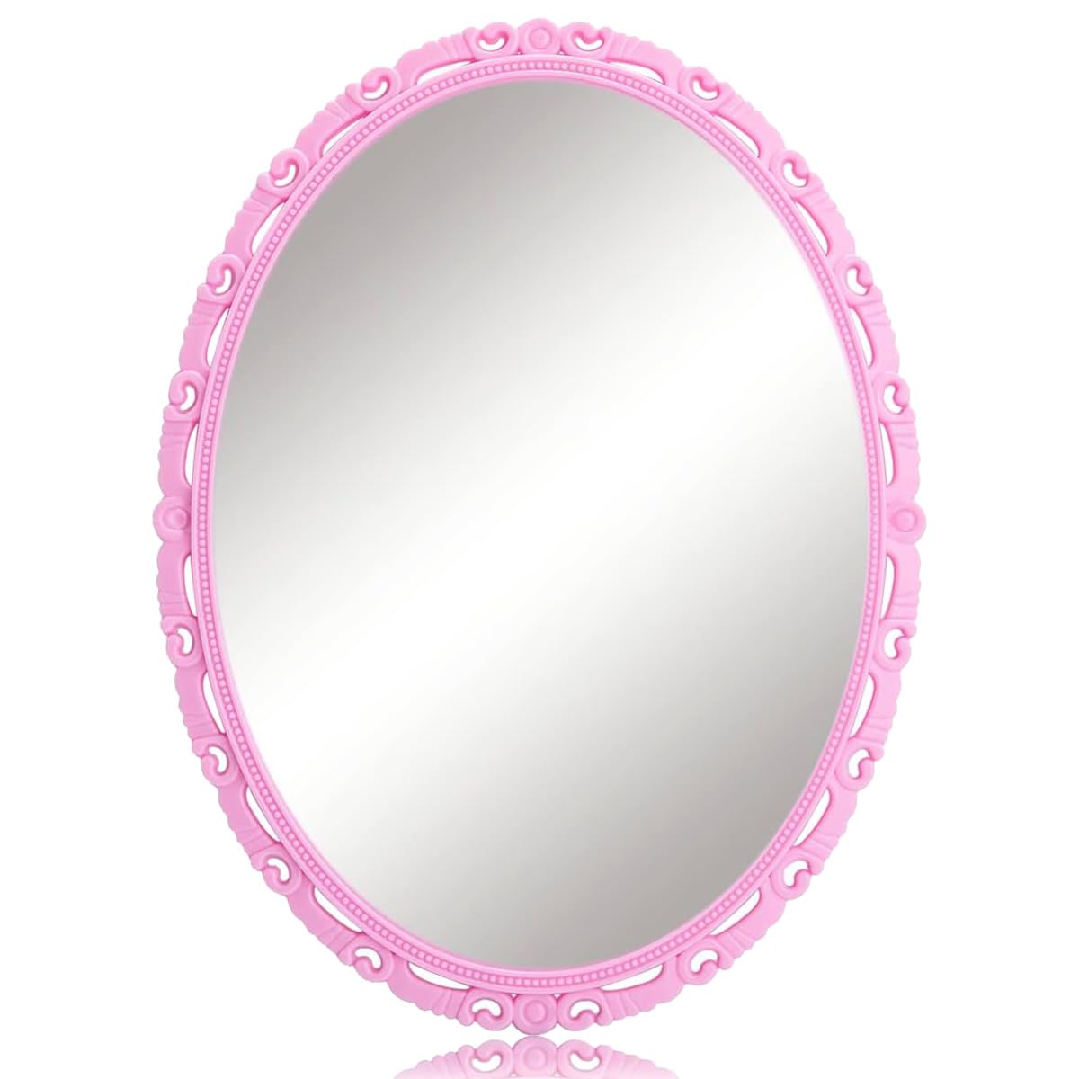 ARTLYMERS Espejo magnético para taquilla rosa, ideal para retoques de maquillaje.