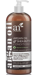 Artnaturals Acondicionador de Argán, botella visible, cabello suave y nutrido.