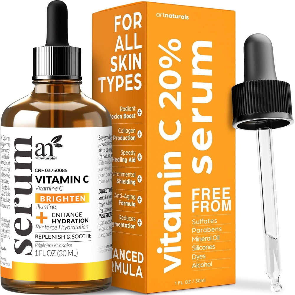 artnaturals anti-aging serum bottle close-up for radiant skin