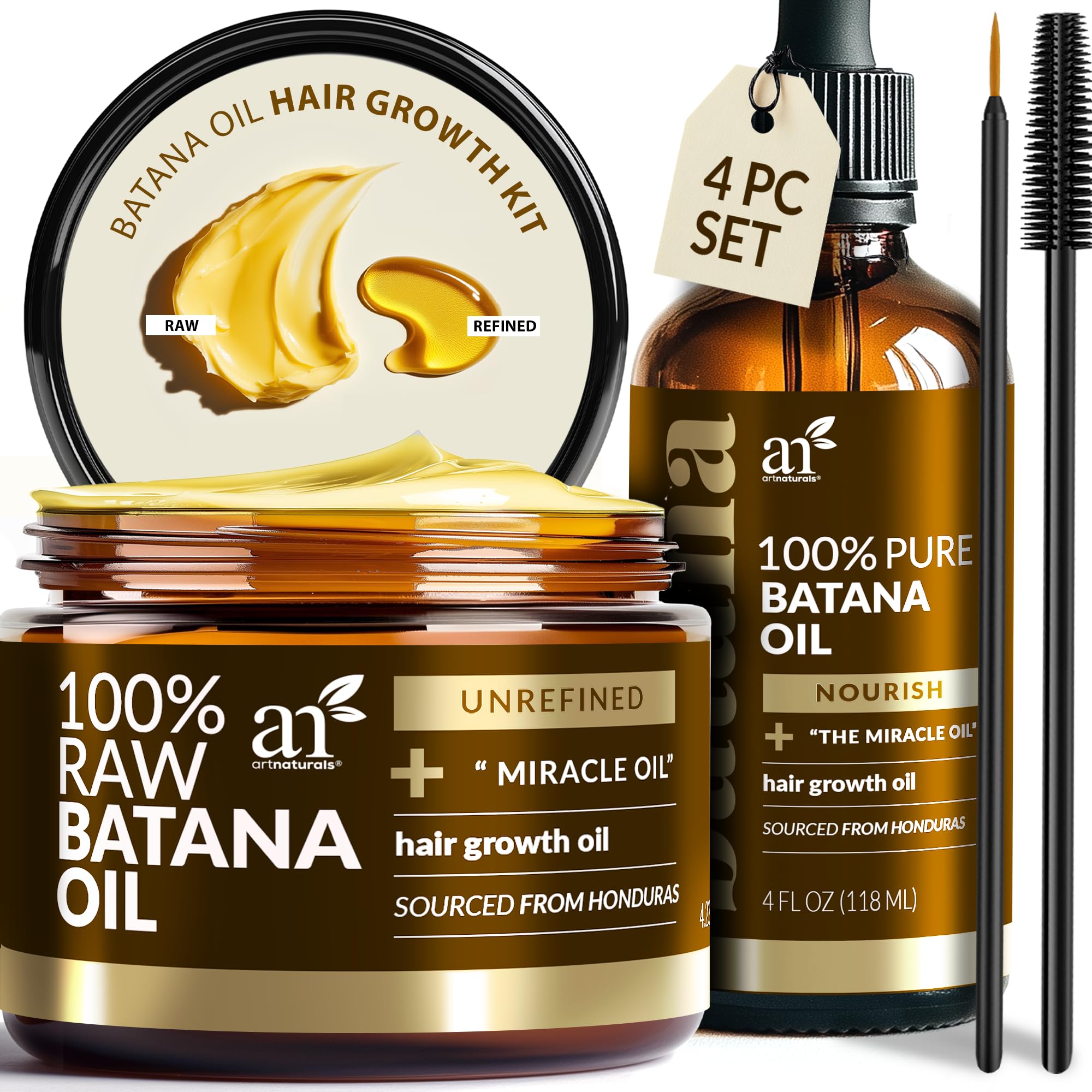 Artnaturals Batana aceite crudo 4oz, nutrir cuero cabelludo.