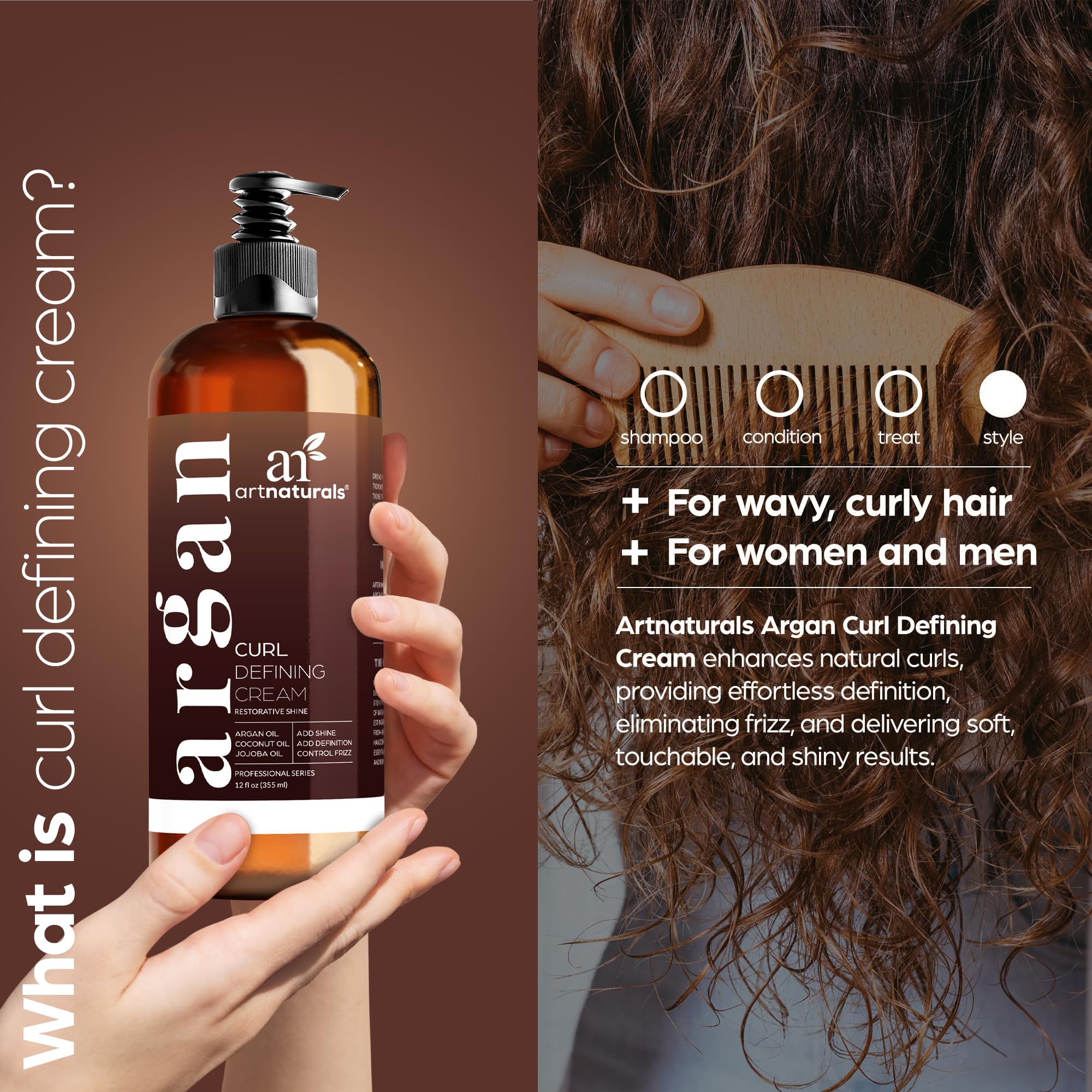 Artnaturals Textura cremosa para rizos definidos y manejables.