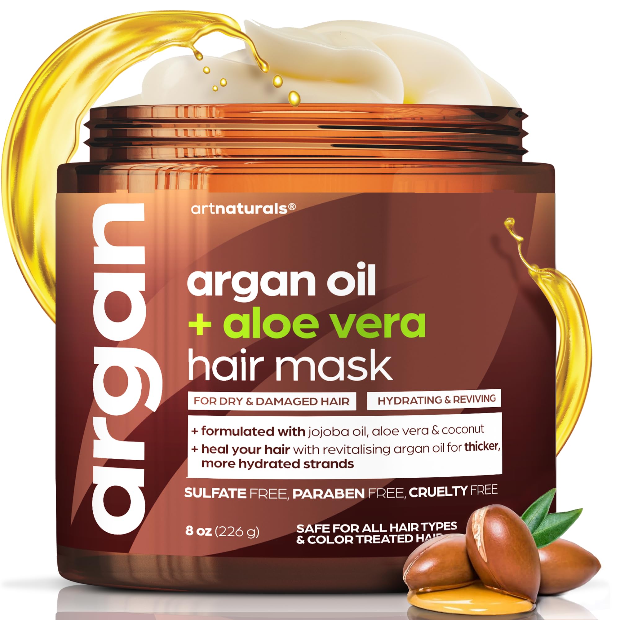 Mascarilla Artnaturals argán para cabello seco, hidratación profunda