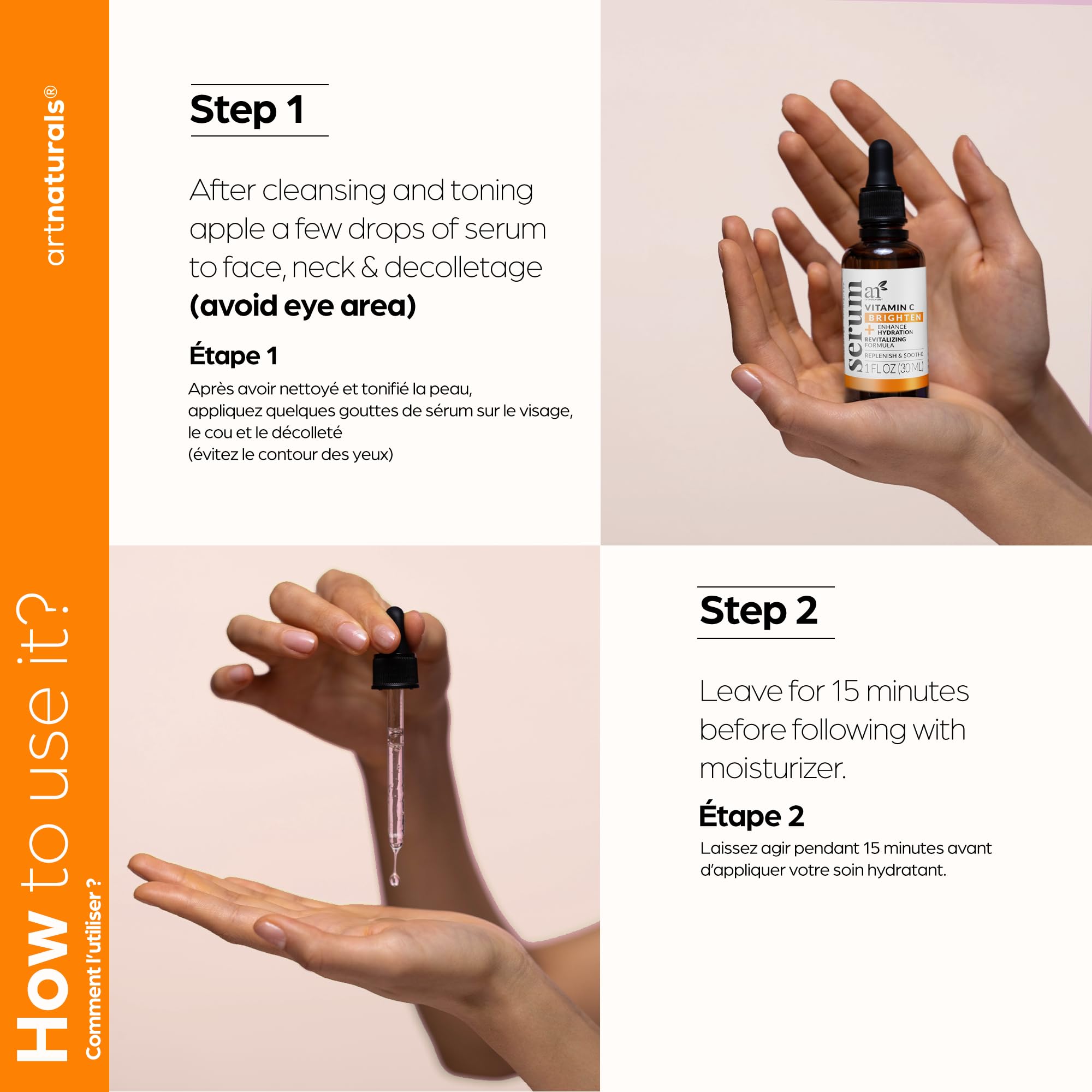 artnaturals fast-absorbing serum on skin with no greasy residue