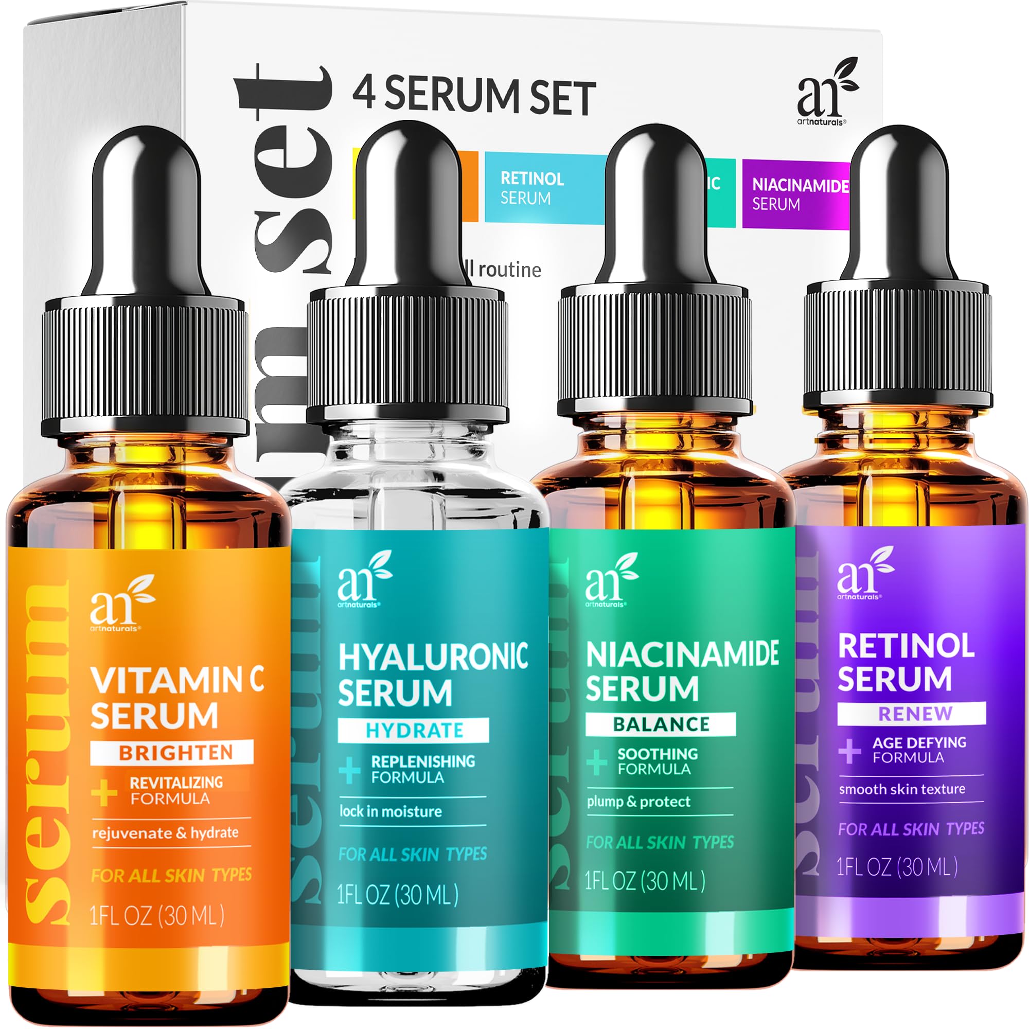 Artnaturals sérum vitamine C ensemble bouteilles pour éclat et hydratation quotidiennes