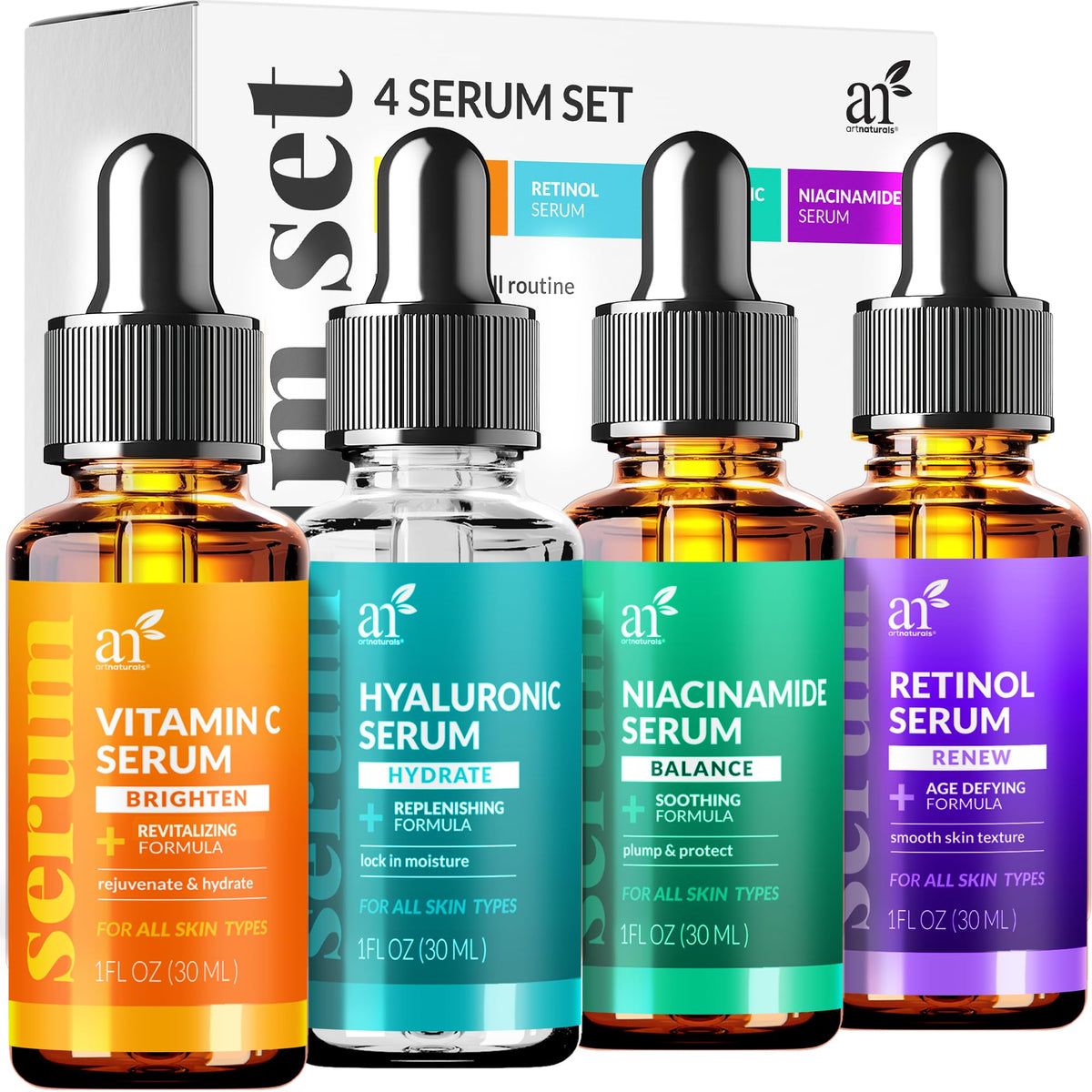 Artnaturals sérum vitamine C ensemble bouteilles pour éclat et hydratation quotidiennes