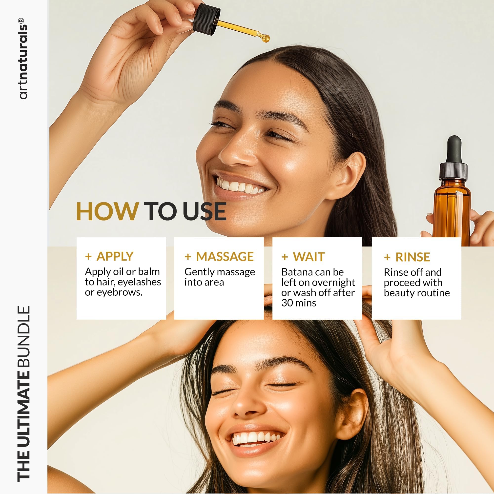 Artnaturals conjunto Batana, cuidado capilar natural para cabello y cejas.