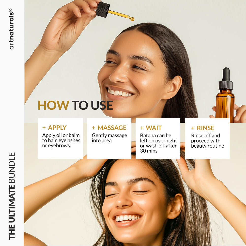 Artnaturals conjunto Batana, cuidado capilar natural para cabello y cejas.