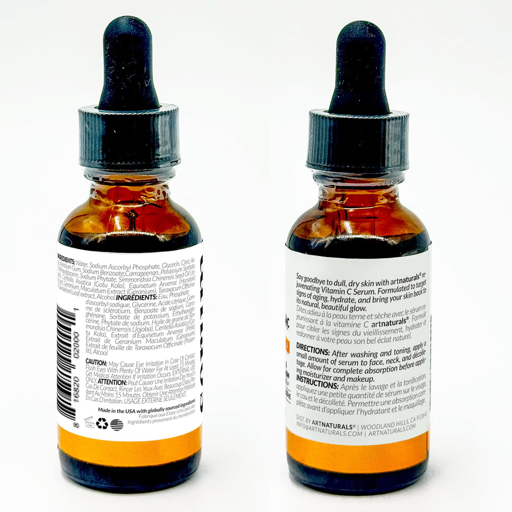 artnaturals vitamin C serum dropper close-up ready for daily use