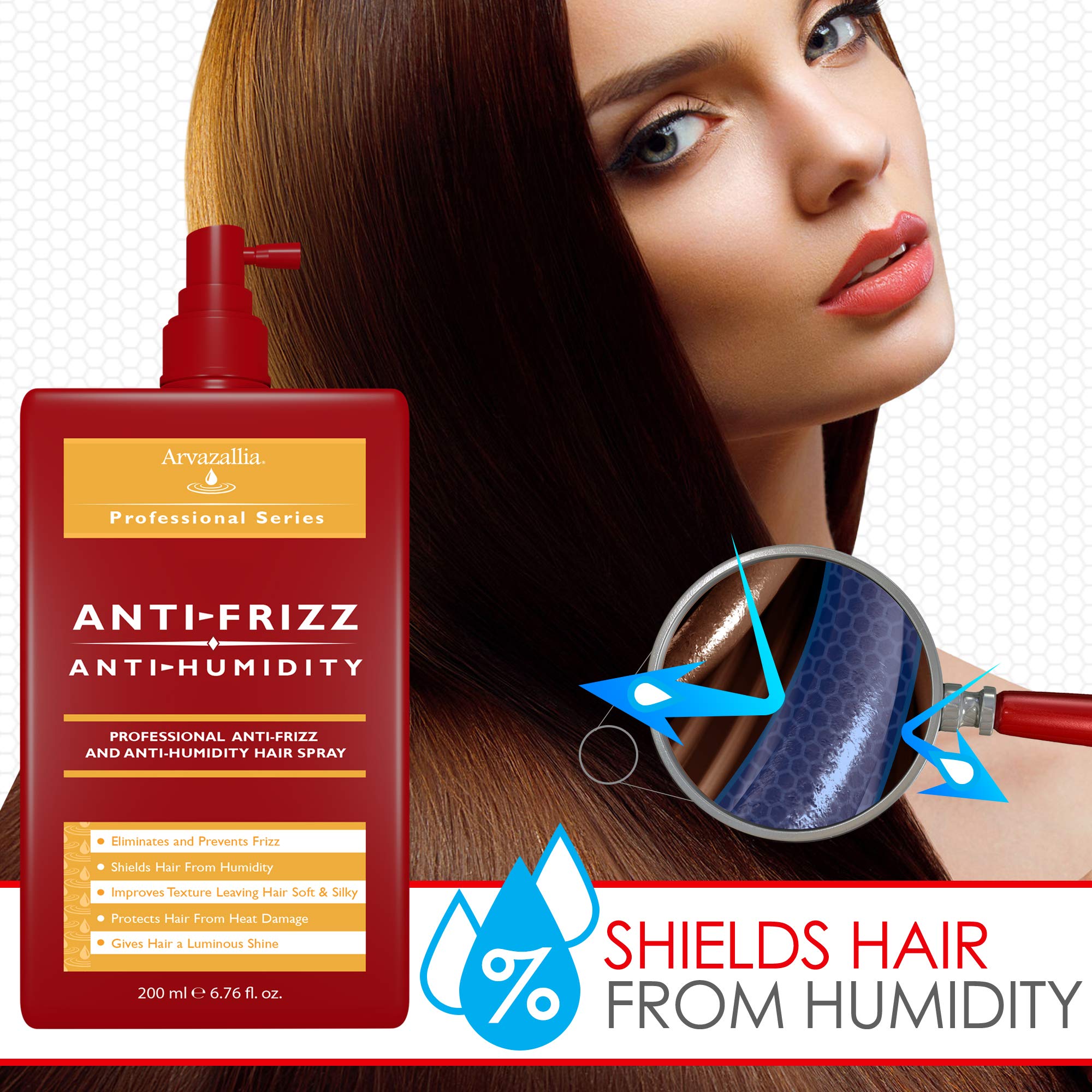 Arvazallia Cabello suave y brillante tras spray de acabado sedoso.