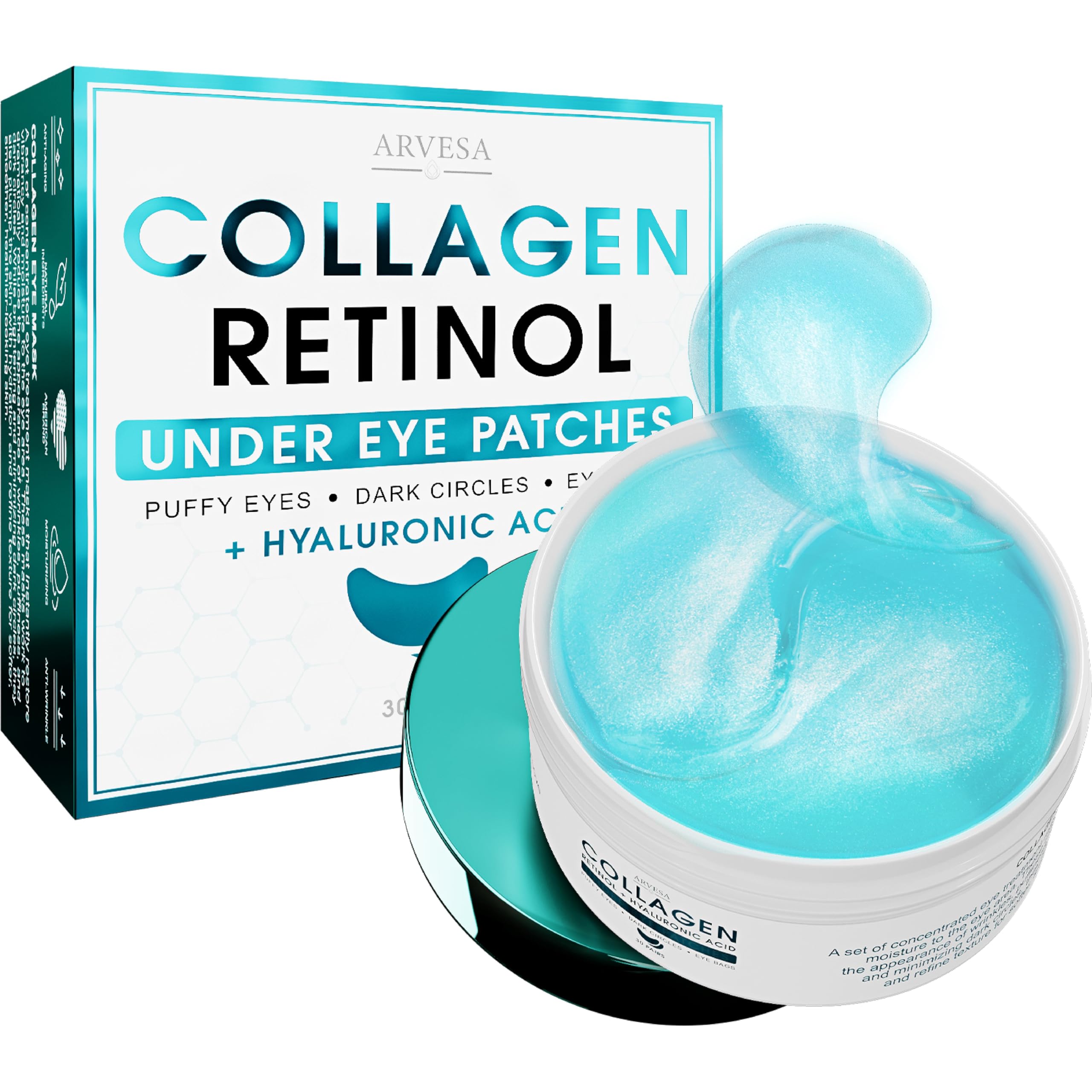 Arvesa parches contorno de ojos hinchazon brindan alivio suave y refrescante.
