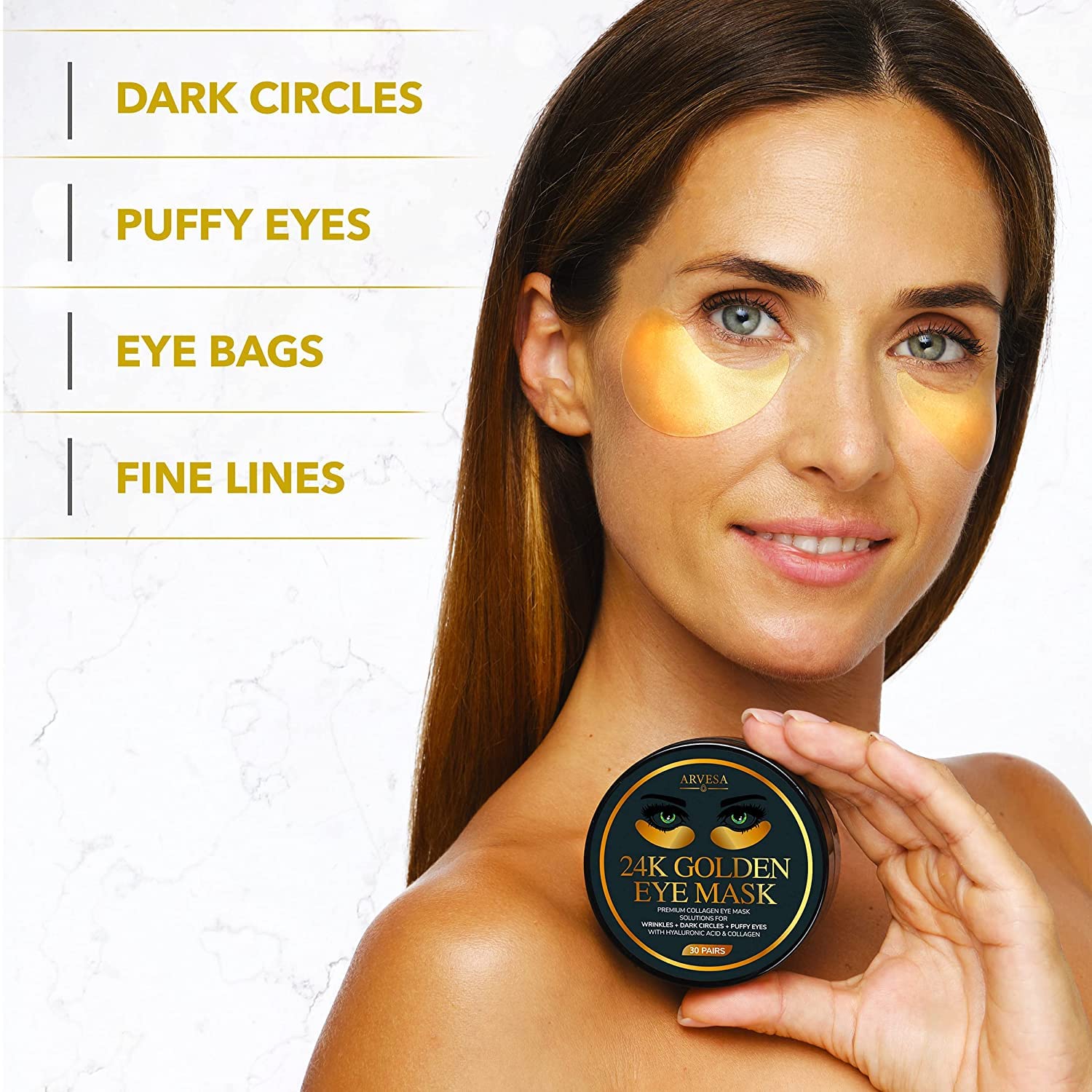 Parches Arvesa 24k oro, hidratación para la zona de ojos.