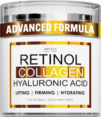 Arvesa crema de retinol para la cara, botella, hidratación suave y diaria.