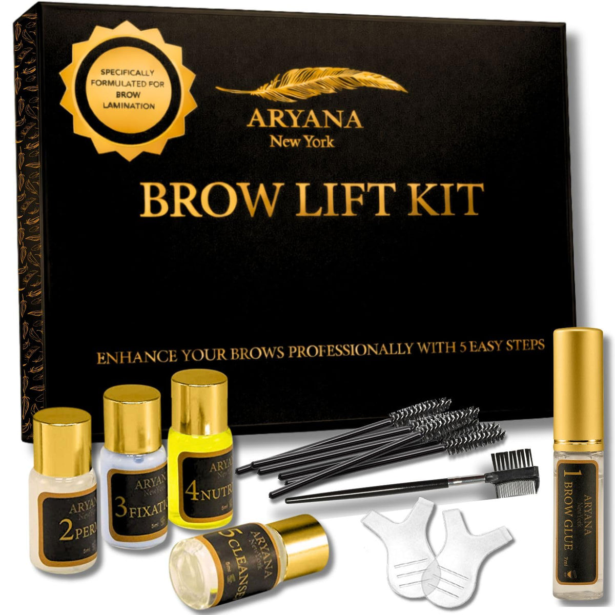 ARYANA NEW YORK kit laminado cejas caja: logro un look glamoroso al despertar.