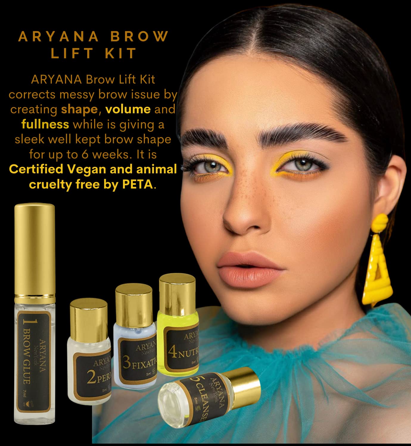 ARYANA NEW YORK kit levantamiento cejas, aplicadores: facilita un levantamiento definido desde casa.
