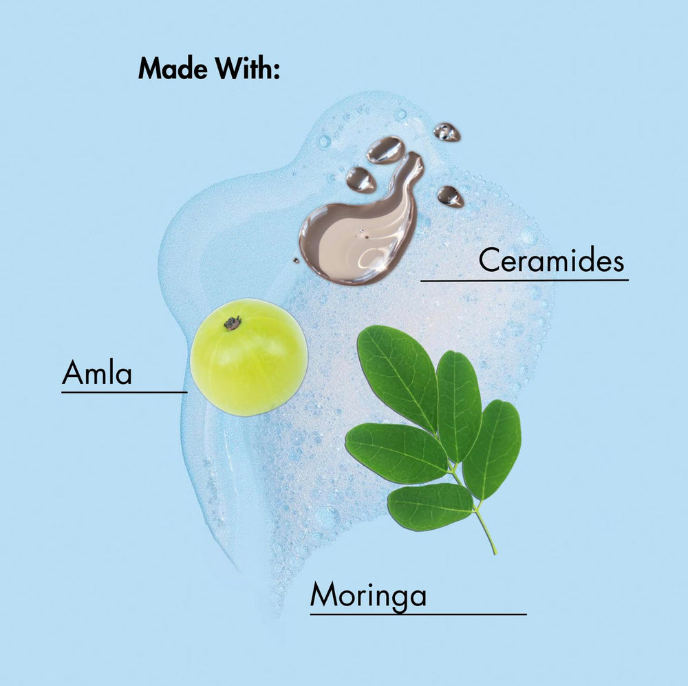 As I Am Bond Repair Shampoo ingredientes-moringa-amla: nutrientes que fortalecen fibra capilar.