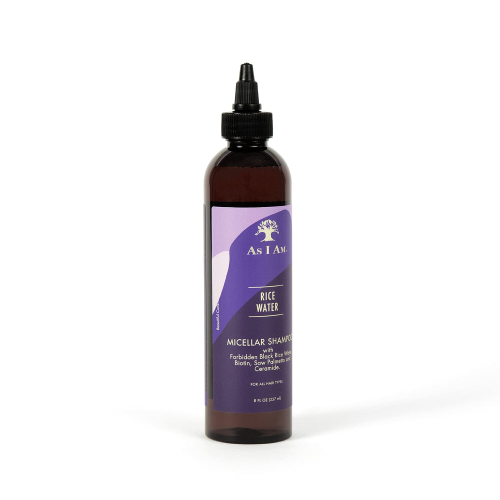 As I Am Rice Water Shampoo, etiqueta detallada con fórmula limpia y vegana