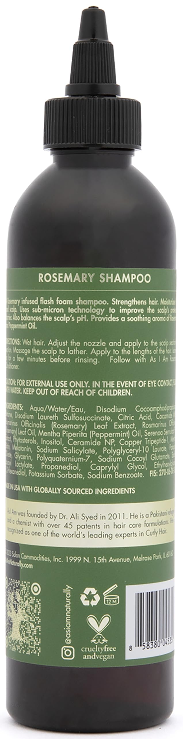 Lavado diario con As I Am Rosemary Shampoo para cabello más limpio.