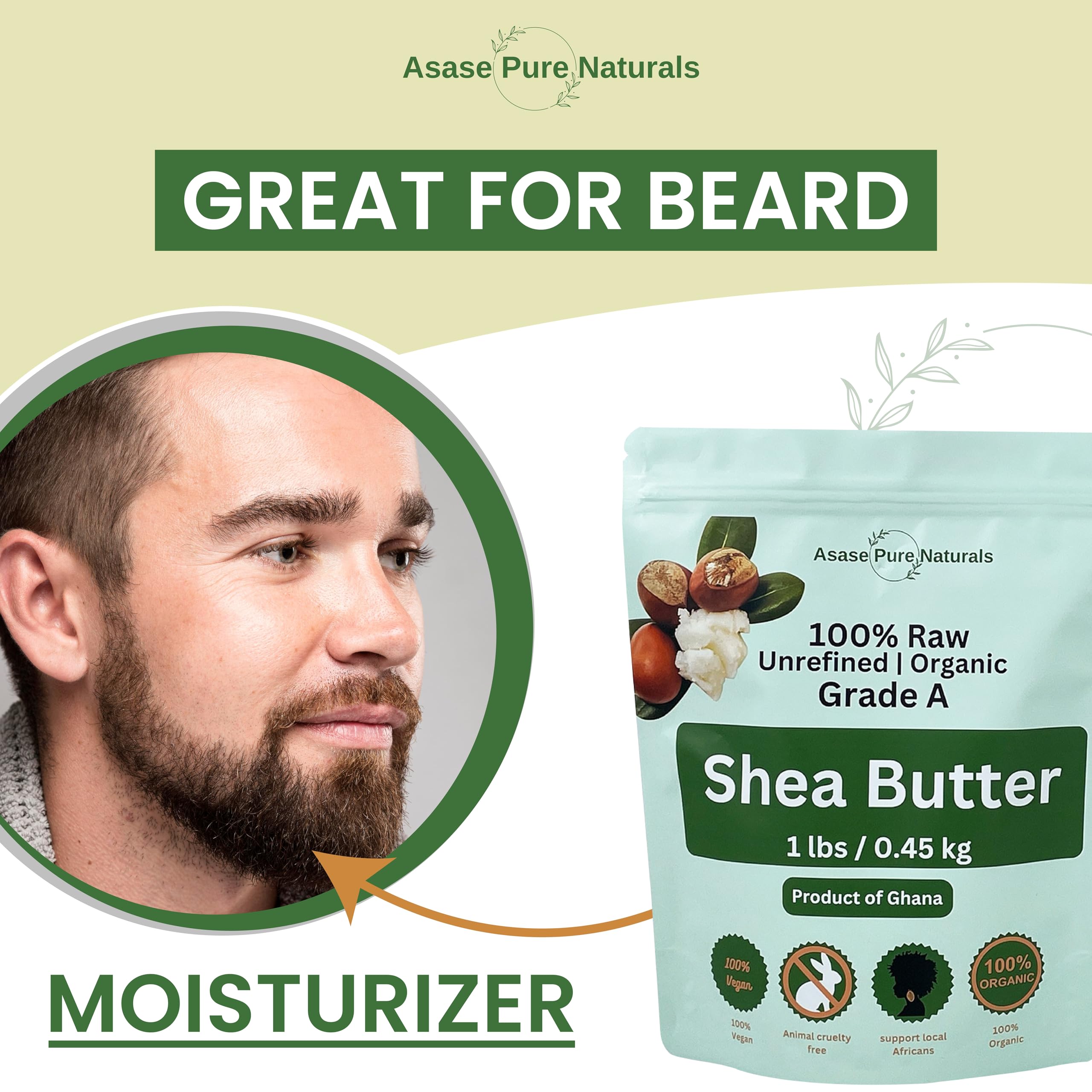 Origen Ghana África: manteca de karité Asase Pure Naturals, proceso natural