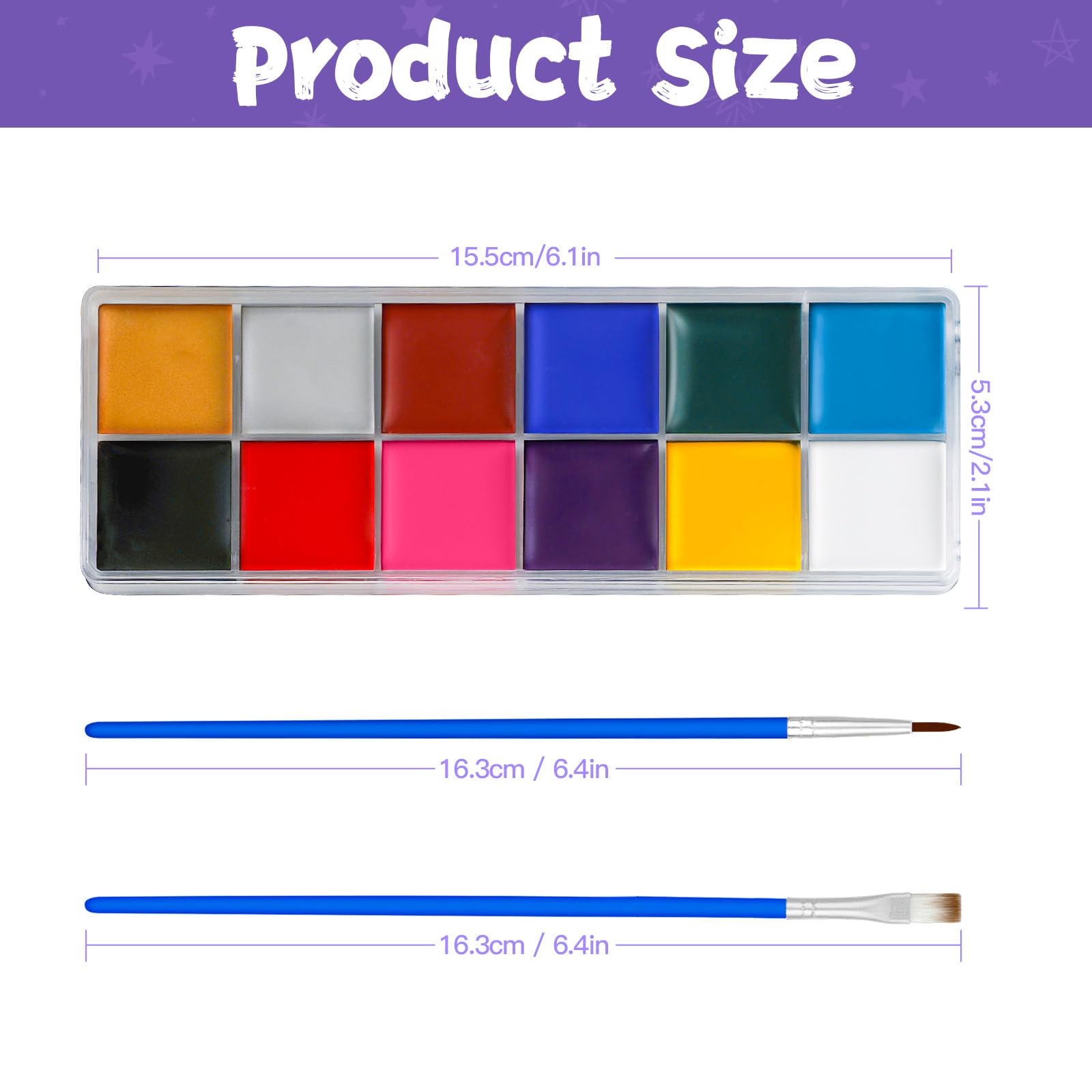Asddage dos brochas incluidas para diseños precisos en la cara