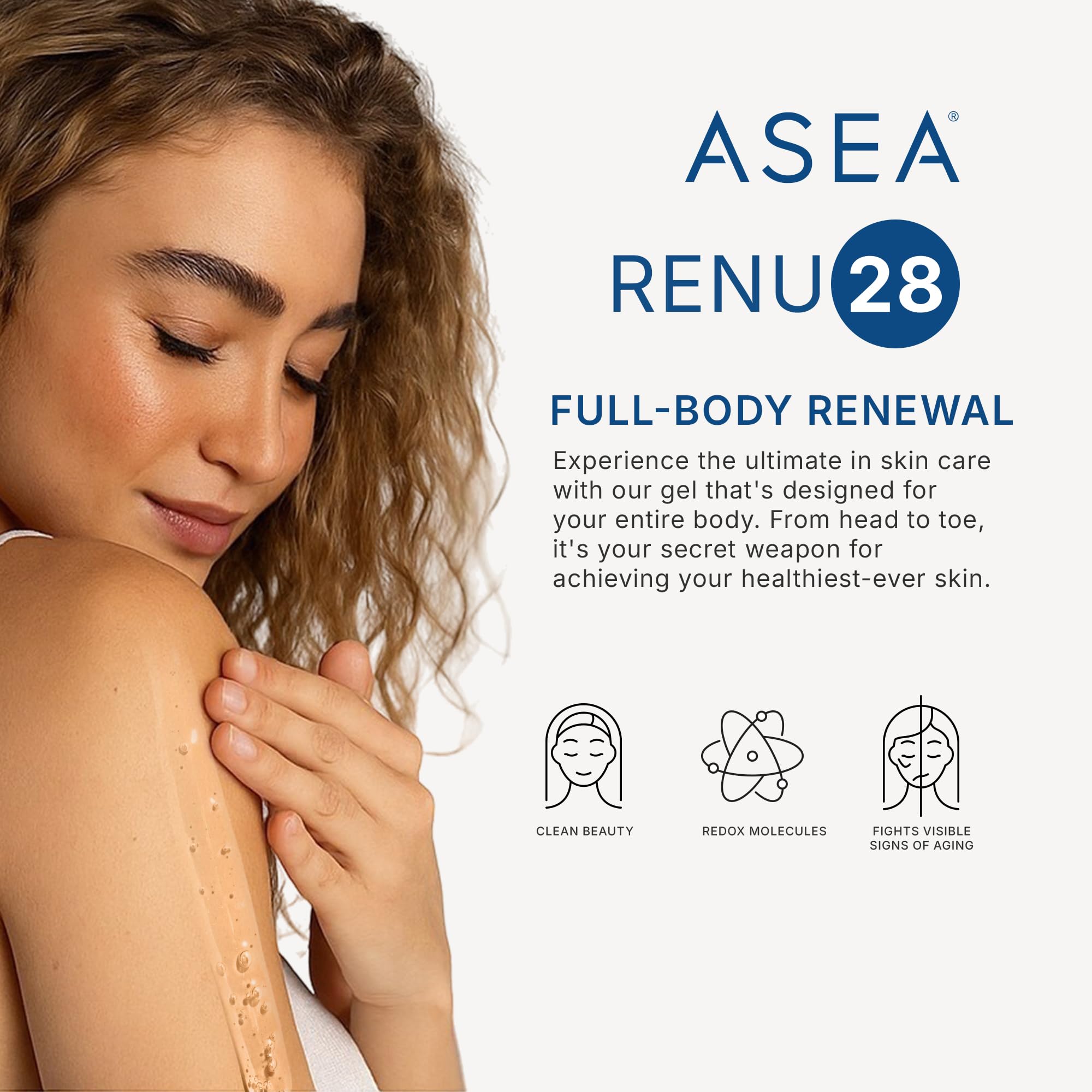 ASEA RENU28 Gel Redox, efecto tonificante para piel uniforme.