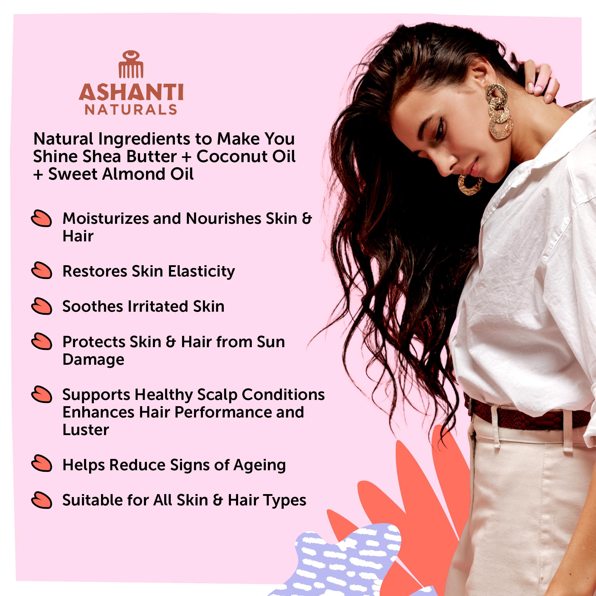 Ashanti Naturals Aceite de Almendra: nutrición ligera para piel flexible.