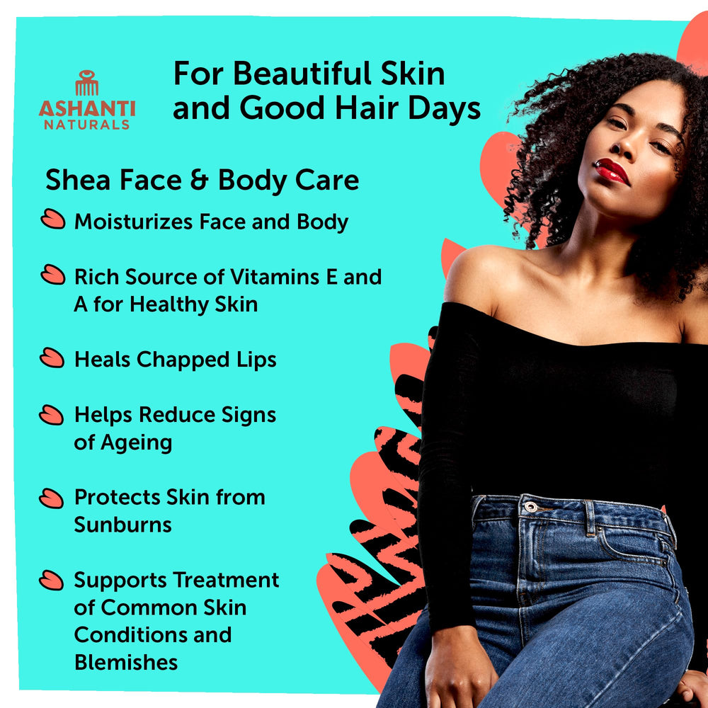 Ashanti Naturals Bouffants & Broken Hearts piel seca, hidratación suave y duradera.