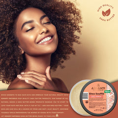 Ashanti Naturals crema batida para cabello y piel, hidratación diaria suave.