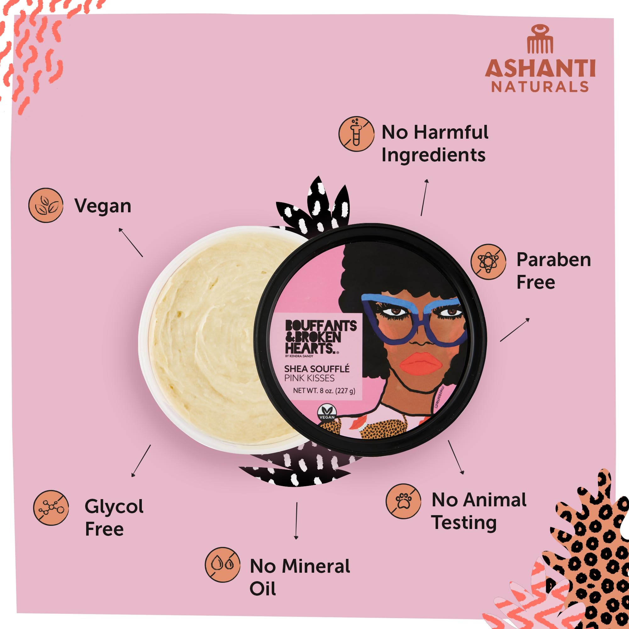 Ashanti Naturals manteca de karité, ingredientes naturales para nutrición de la piel.