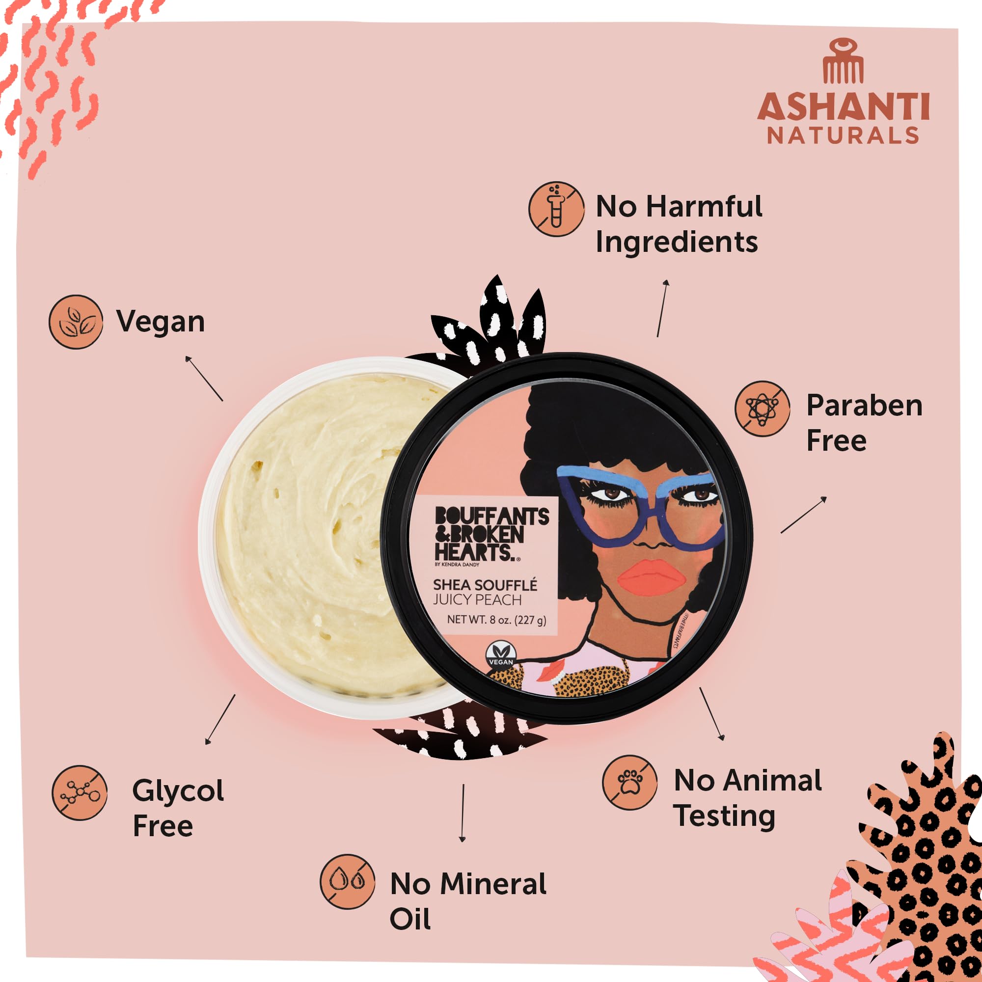 Ashanti Naturals textura cremosa de manteca para una aplicación suave