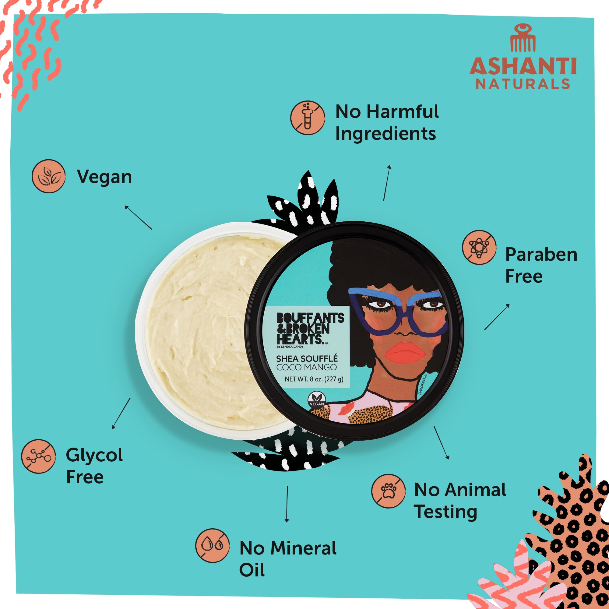 Ashanti Naturals Textura cremosa Karité Soufflé: aplicación fácil y rápida.