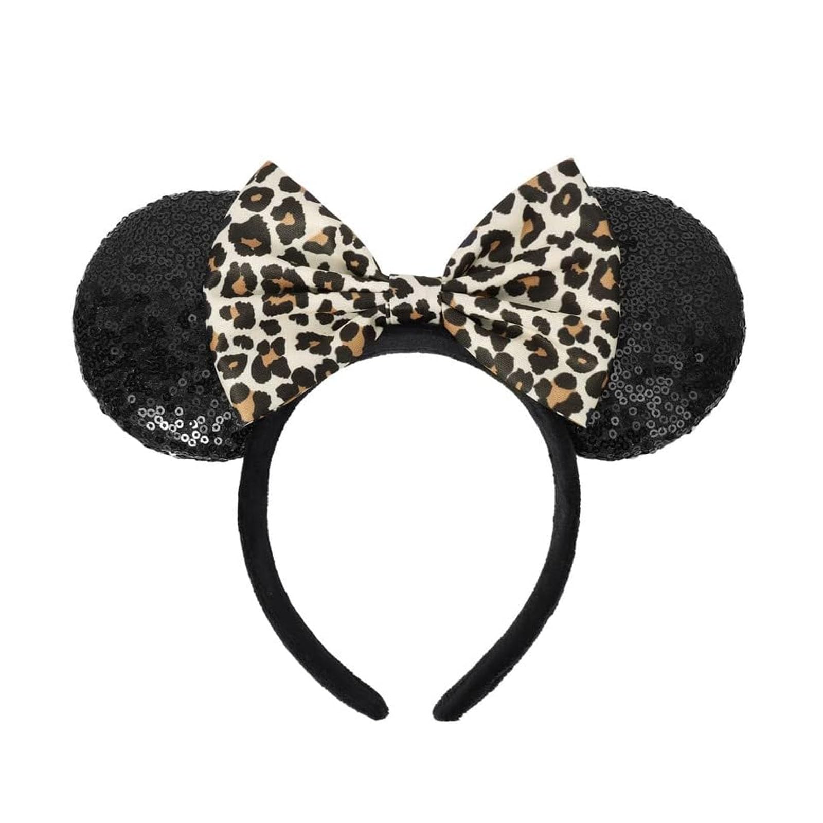 ASHONE diadema orejas de ratón con estampado leopardo brillante, ideal para fiestas.