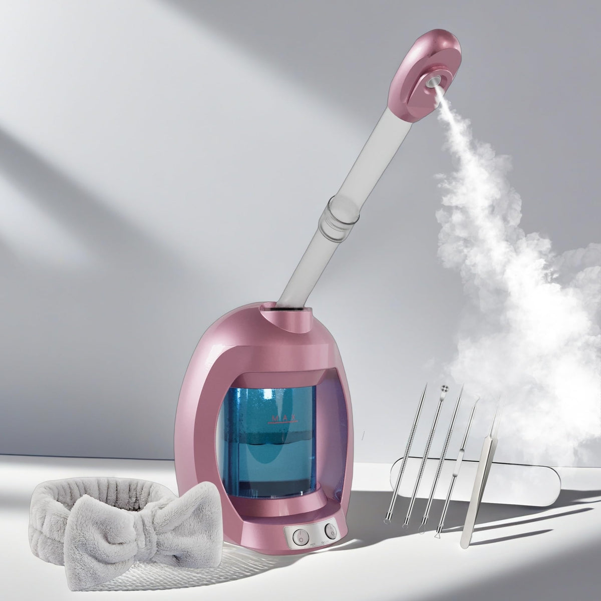 Asiakarn vaporizador facial con boquilla ajustable para mejor comodidad.
