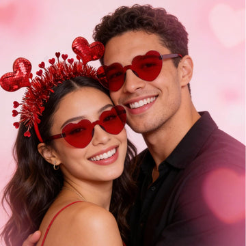 Asikkon lentes rojos con marco metálico, perfecto para fiestas