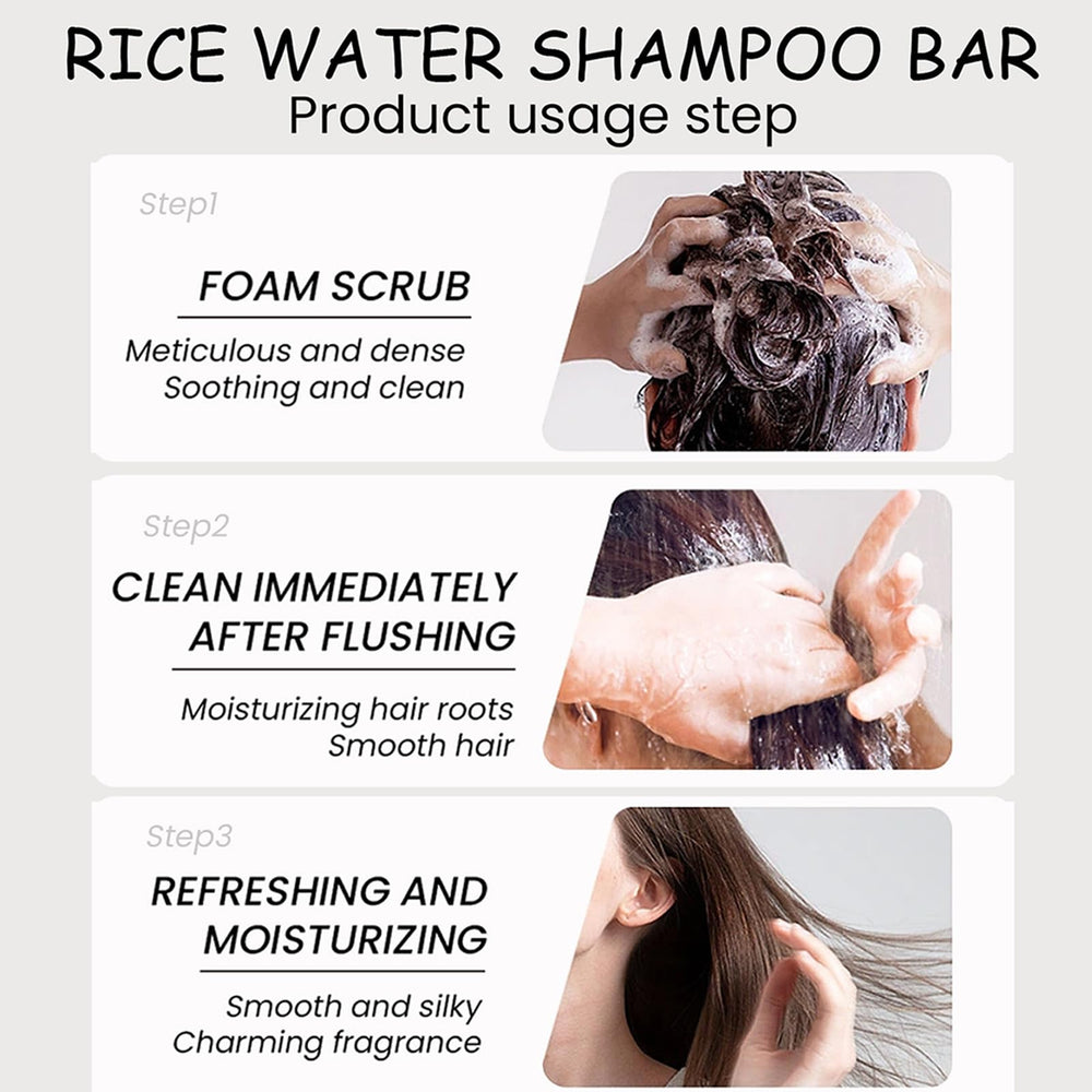 ASMAYSA barra shampoo arroz cuidado cuero cabelludo, limpieza suave y equilibrada.