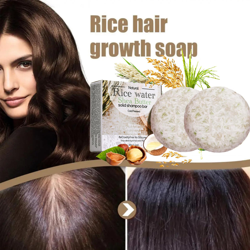 ASMAYSA barra shampoo arroz espuma cremosa, deja cabello ligero y renovado.
