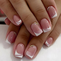 ASONRL uñas acrílicas estilo frances blanco rosa para uso rápido