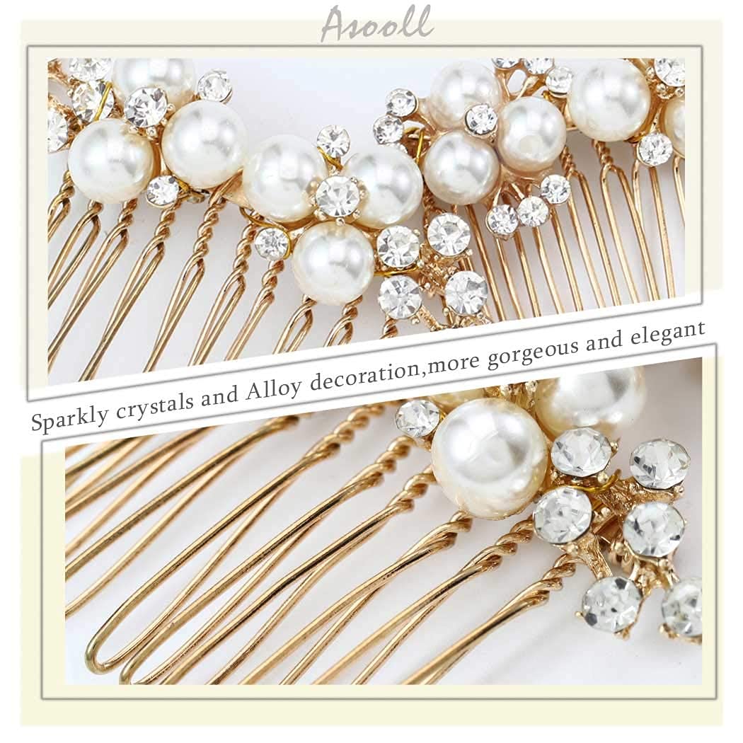 Accesorio de cabello dorado para novia y damas de honor.