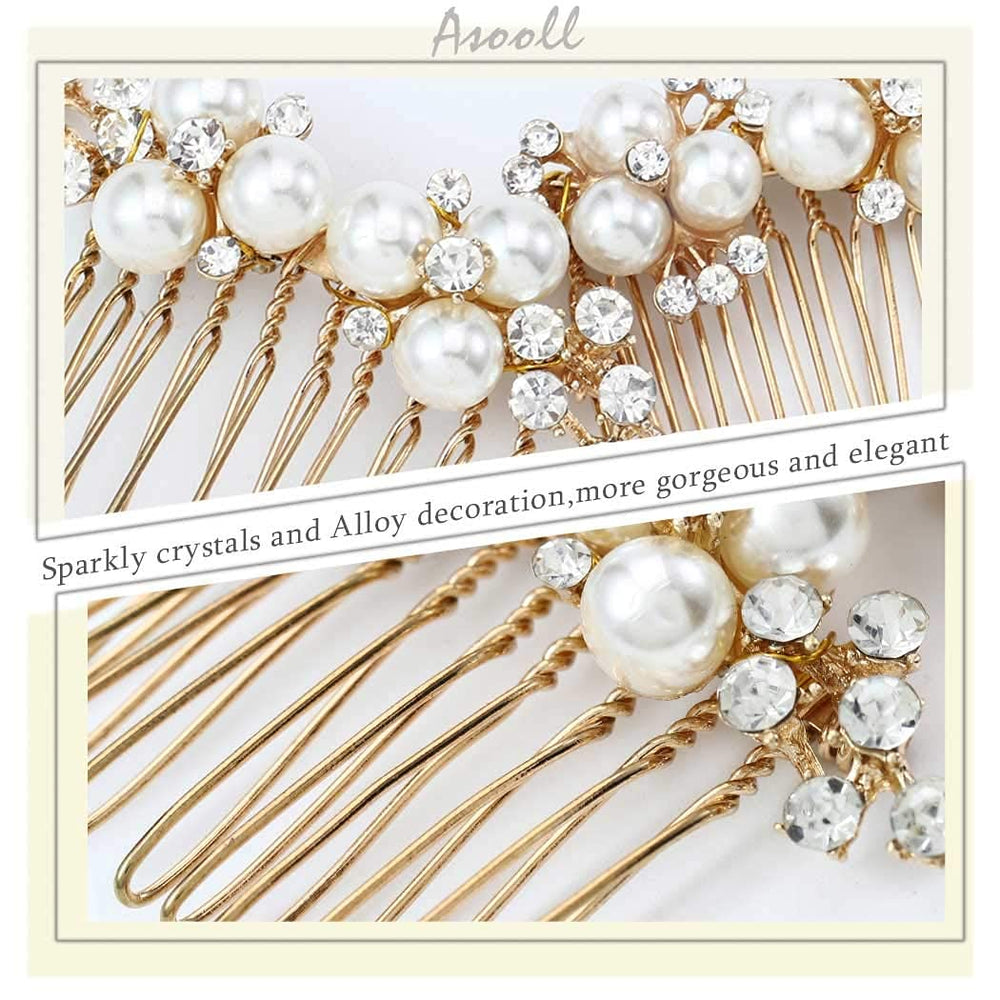 Accesorio de cabello dorado para novia y damas de honor.