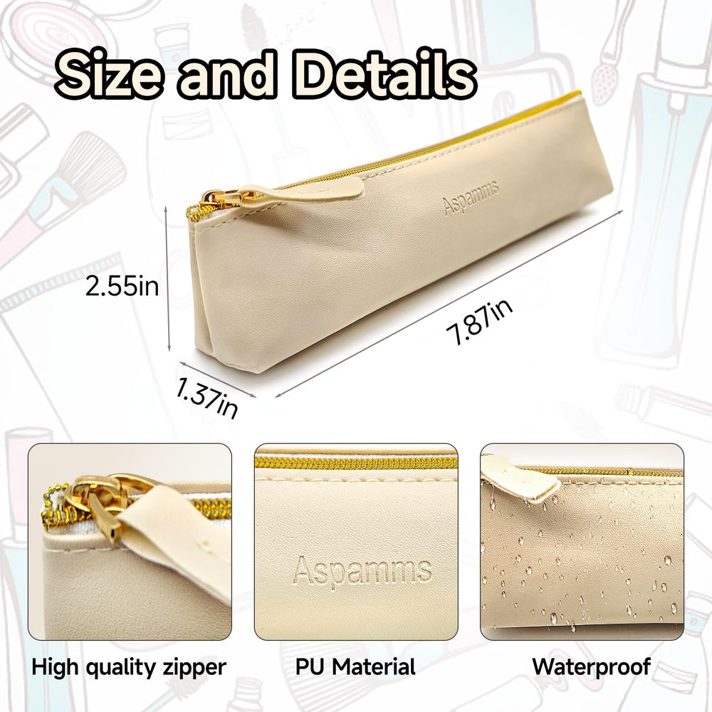 Estuche Aspamms de maquillaje portátil en cuero PU, ideal para viajar.