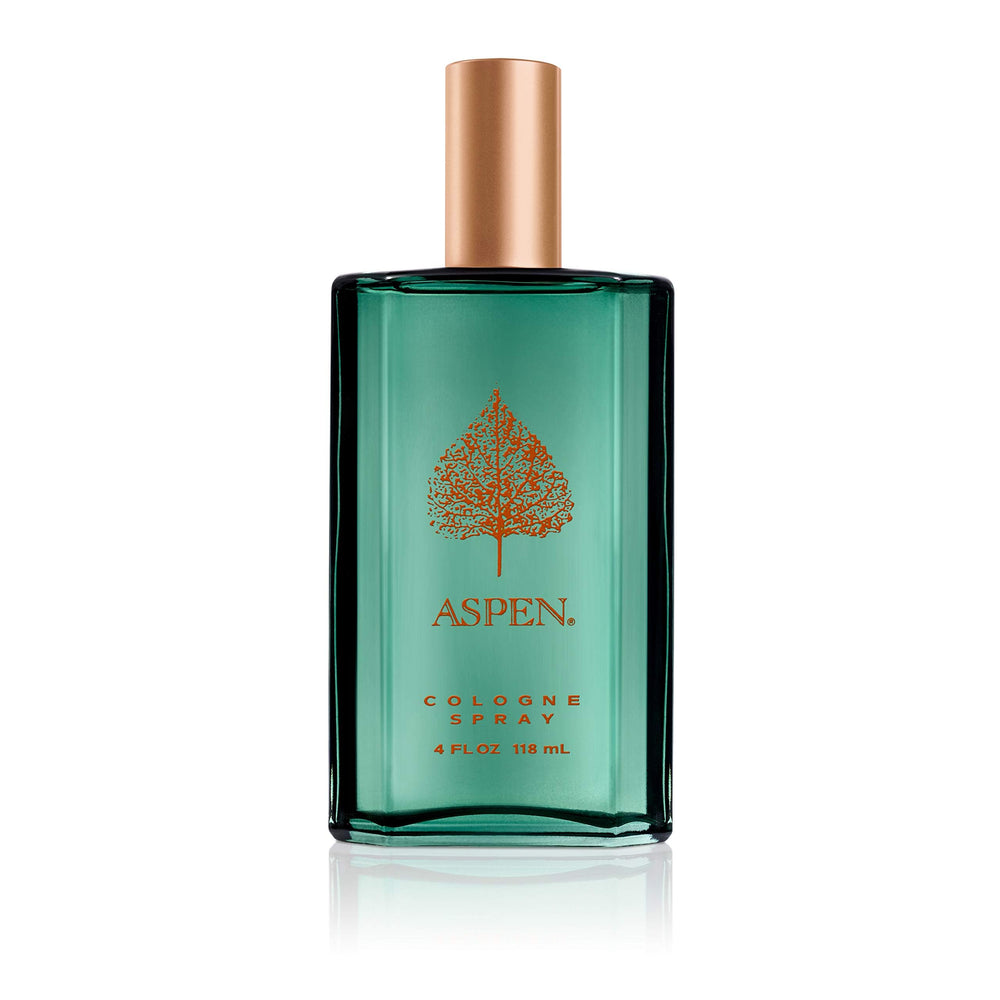 Aspen Colonia para hombres, botella en estante de baño, añade sofisticación.