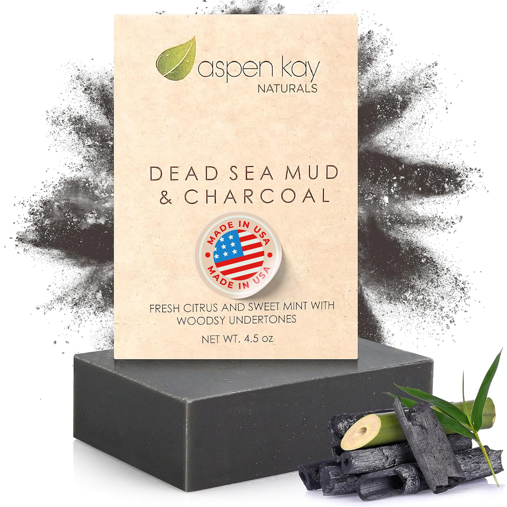 Aspen Kay Naturals barra jabon lodo mar muerto carbon activado para piel limpia