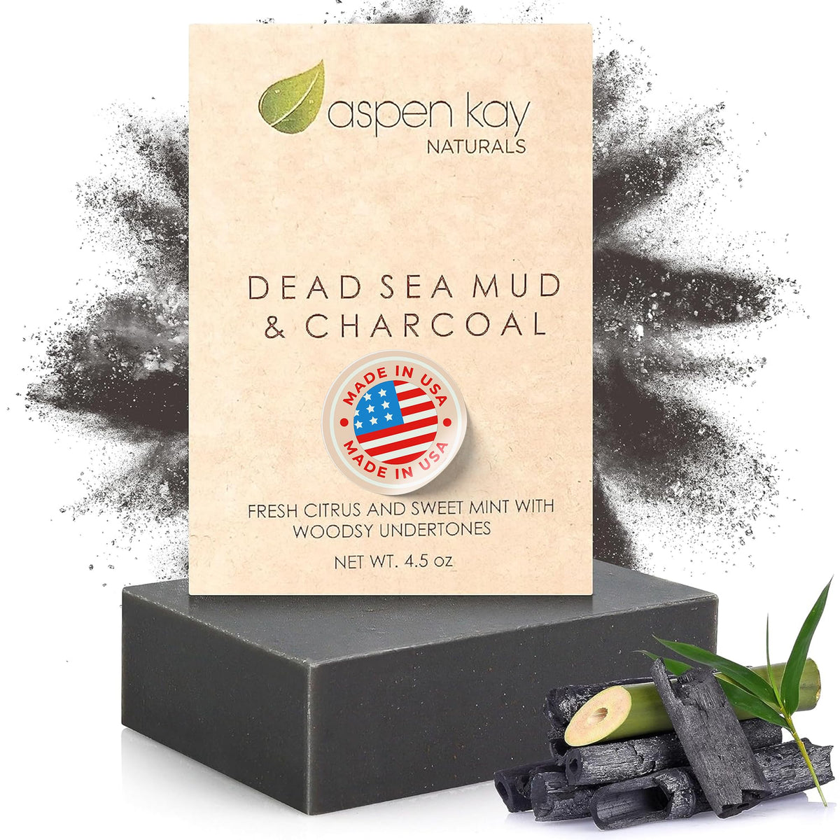 Aspen Kay Naturals barra jabon lodo mar muerto carbon activado para piel limpia