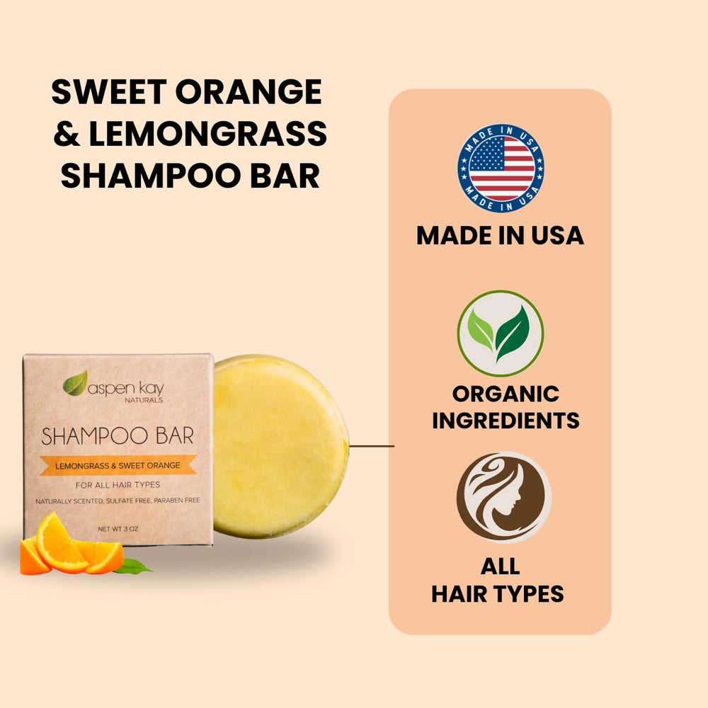 Champú sólido Aspen Kay Naturals con aroma cítrico para cabello limpio