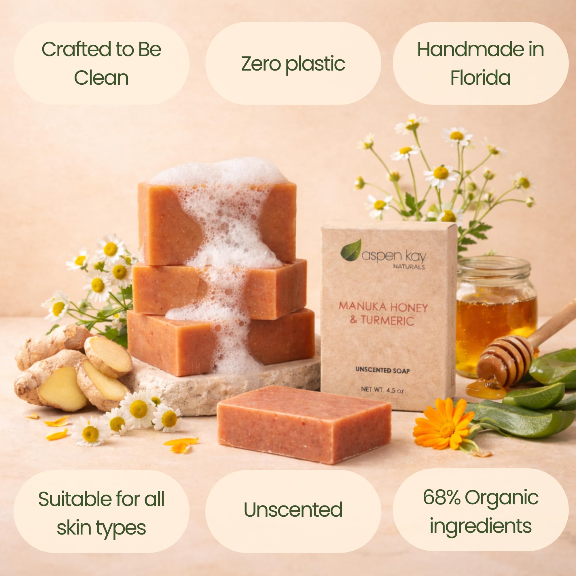 Aspen Kay Naturals Jabon Shea Olive – nutrición con manteca de karité y aceite de oliva