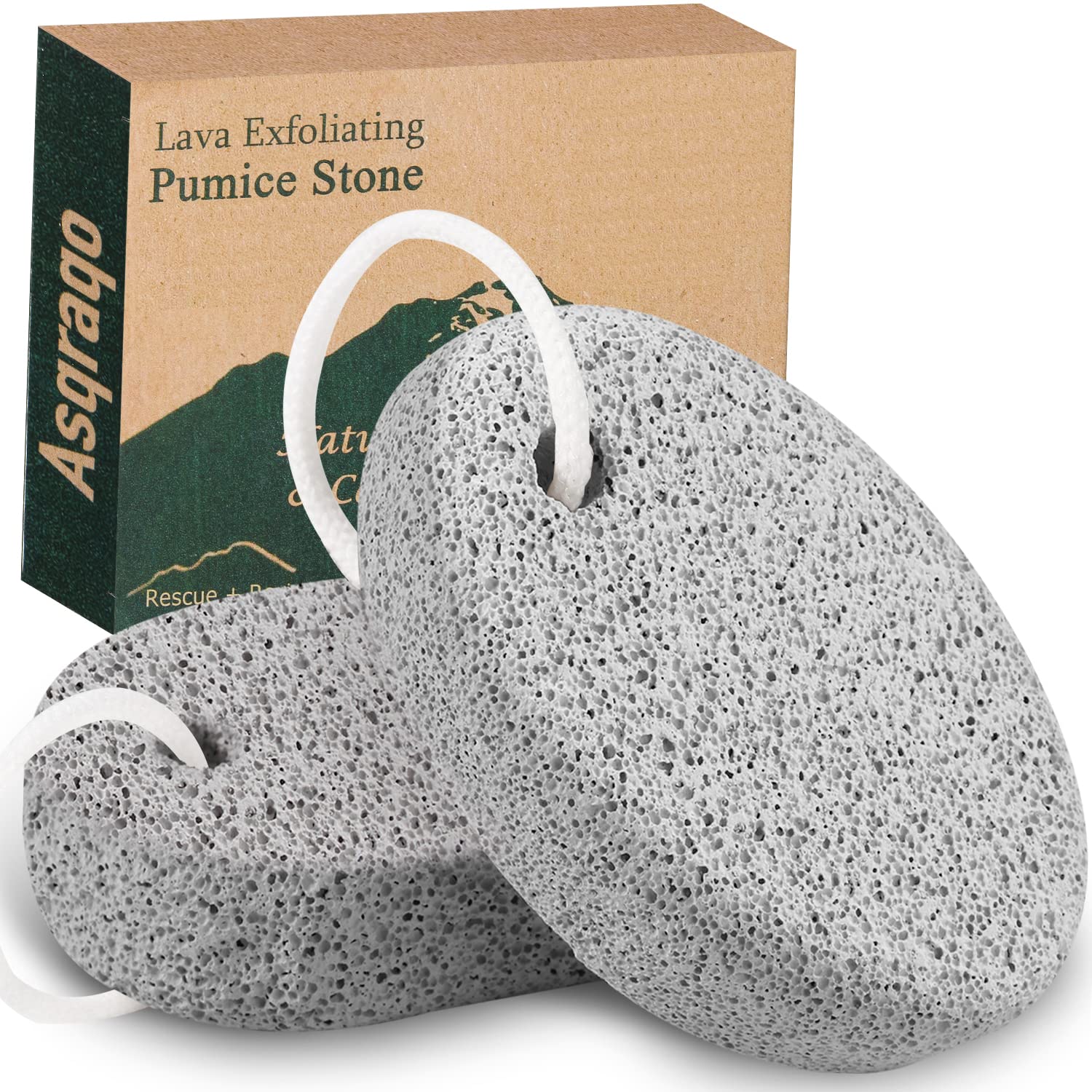 Asqraqo piedra pómez natural lava para pies, exfoliación suave y eficaz.