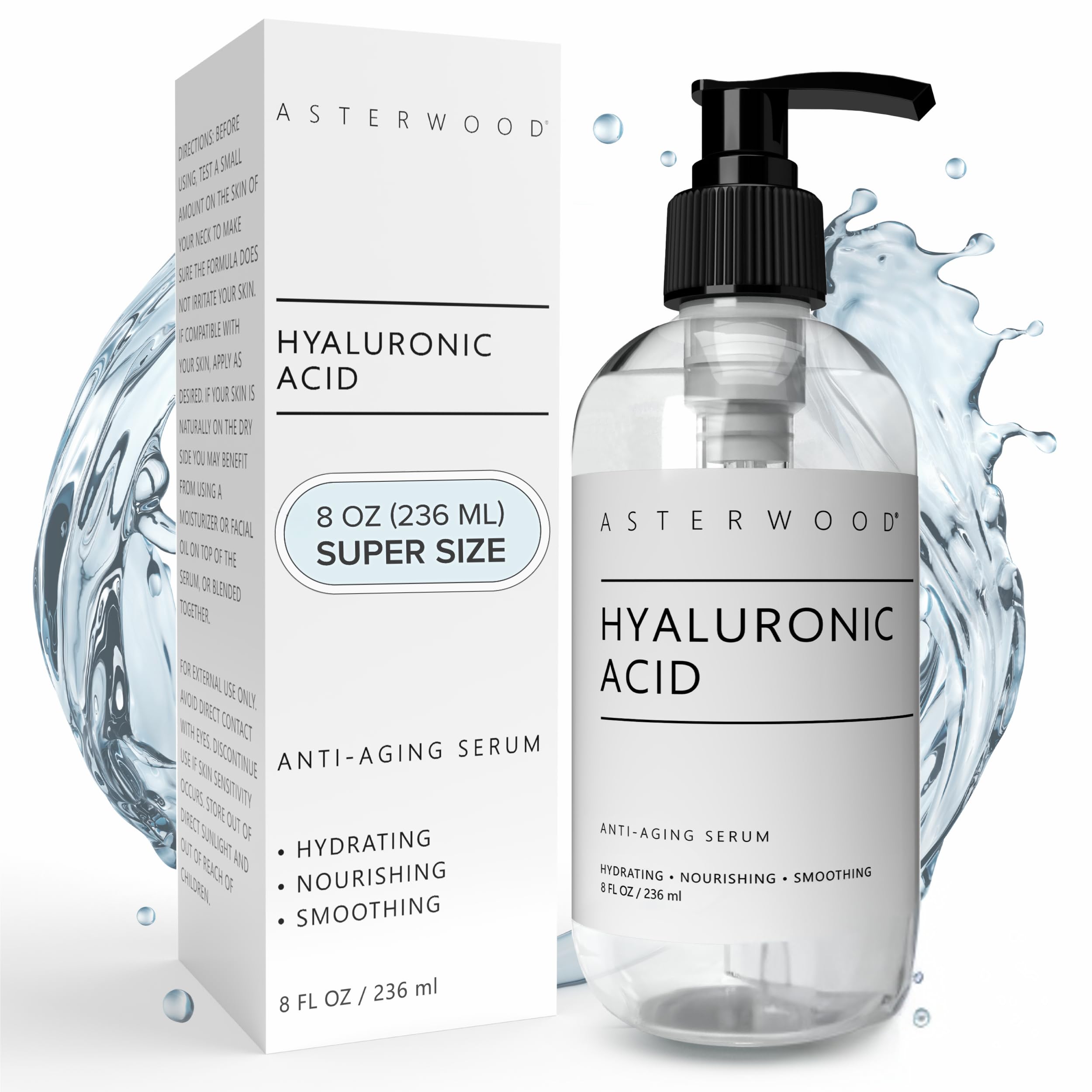 Asterwood suero ácido hialuronico rostro: hidratación suave para una piel jugosa.